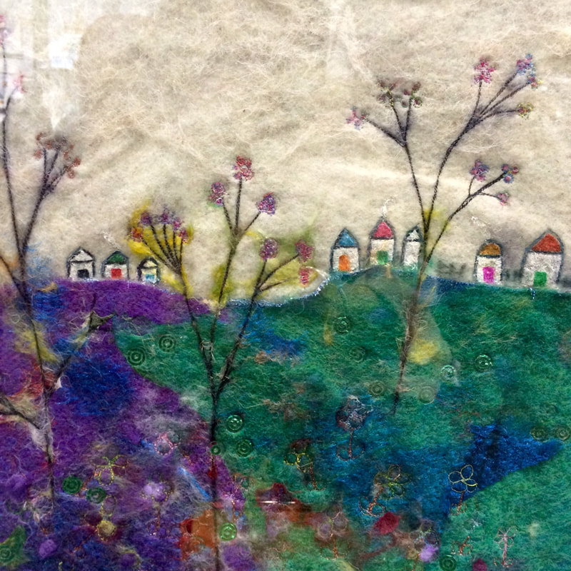 Hand felted and dyed with a combination of machine embroidery and hand stitching.